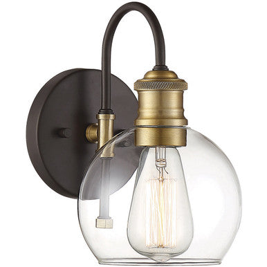 Meridian Lite Trends 1-Light Outdoor Wall Lantern in Oil Rubbed Bronze with Natural Brass M50040ORBNB