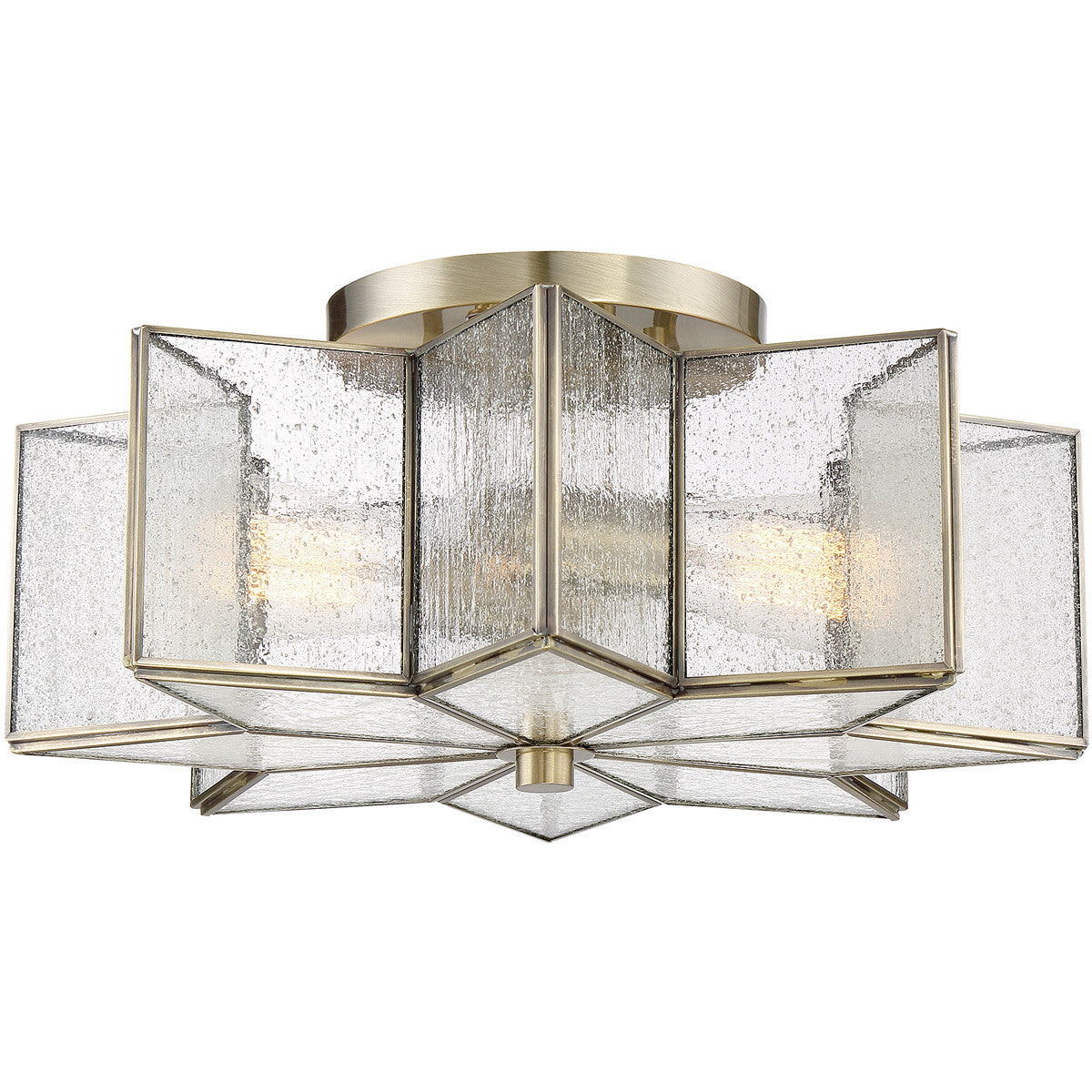 Meridian 2-Light Ceiling Light in Natural Brass M60004NB