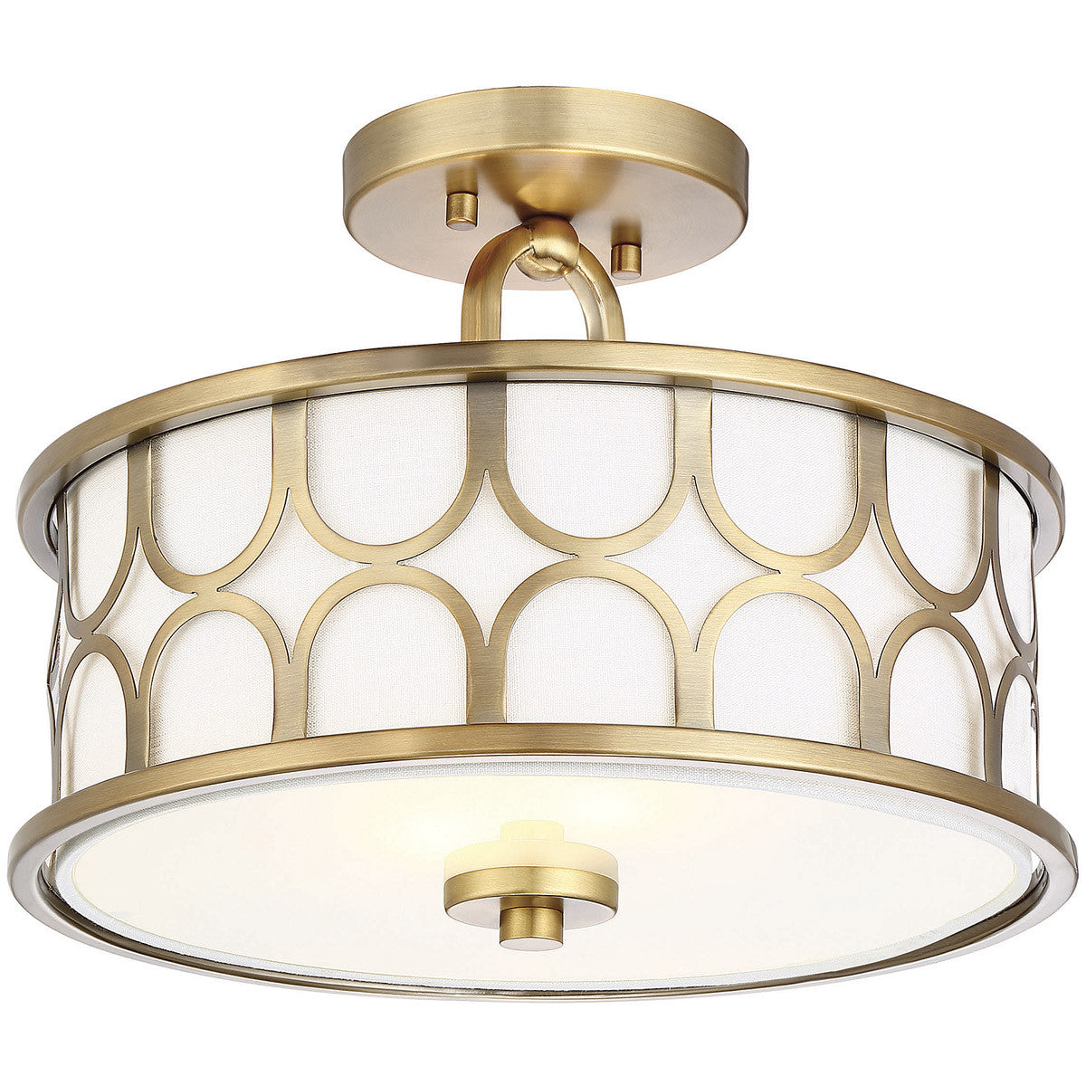 Meridian 2-Light Ceiling Light in Natural Brass M60015NB