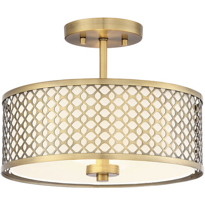 Meridian 2-Light Ceiling Light in Natural Brass M60016NB