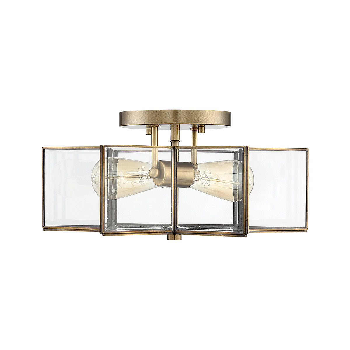 Meridian Lite Trends 2-Light Ceiling Light in Natural Brass M60021NB