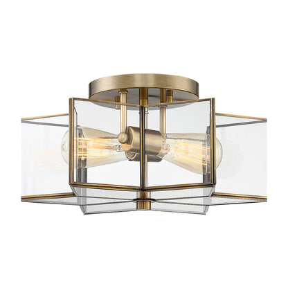 Meridian Lite Trends 2-Light Ceiling Light in Natural Brass M60021NB