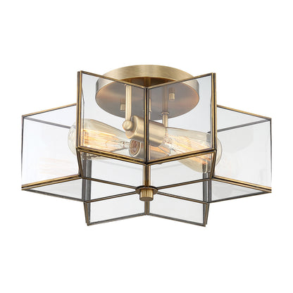 Meridian Lite Trends 2-Light Ceiling Light in Natural Brass M60021NB