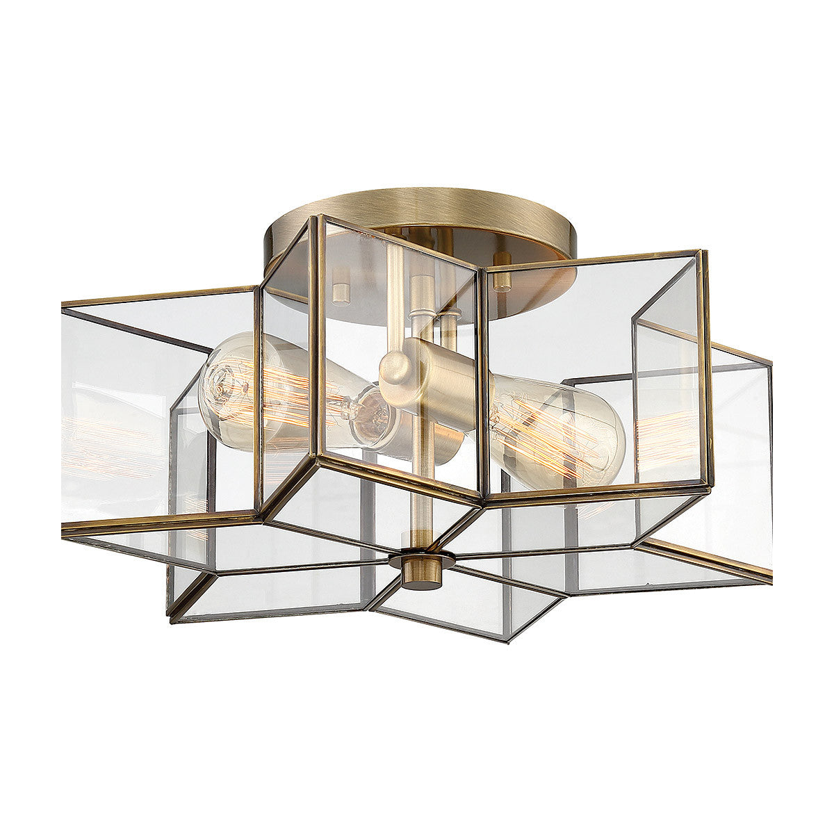 Meridian Lite Trends 2-Light Ceiling Light in Natural Brass M60021NB