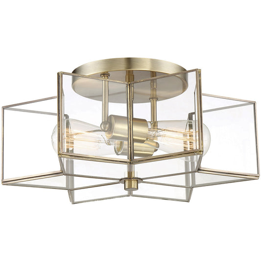 Meridian 2-Light Ceiling Light in Natural Brass M60021NB