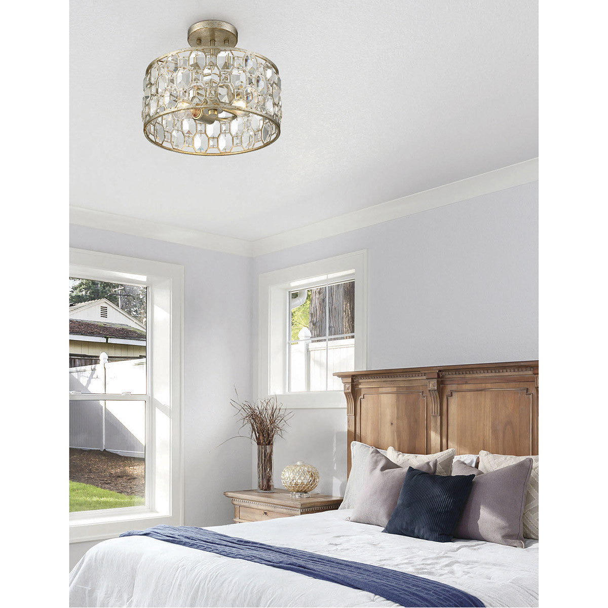 Meridian Lite Trends 2-Light Ceiling Light in Silver Gold M60033SG