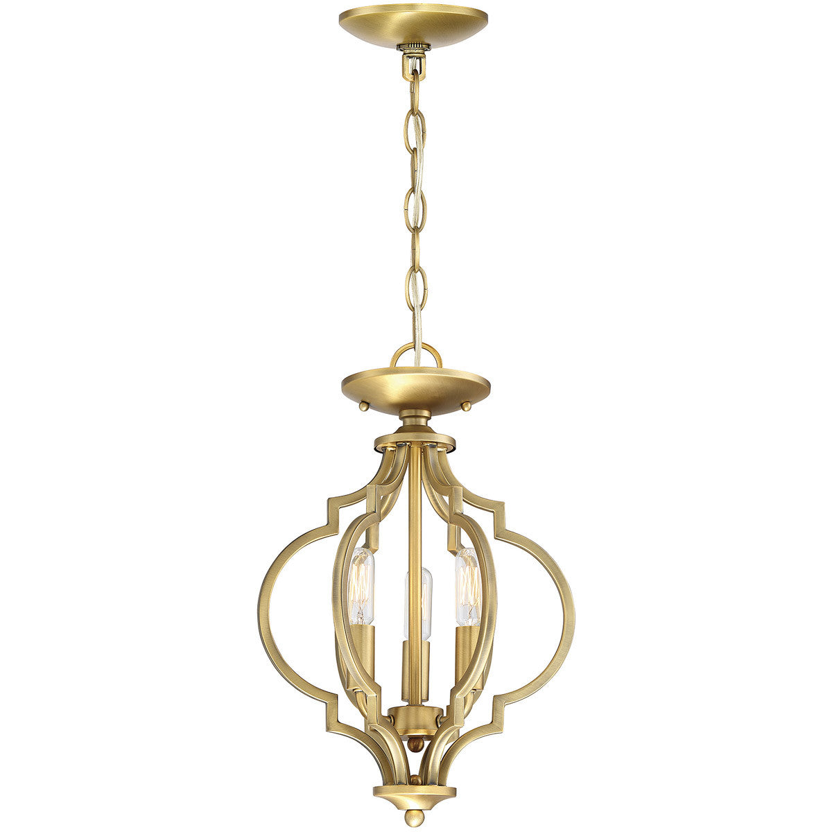 Meridian Lite Trends 3-Light Convertible Semi-Flush or Pendant in Natural Brass M60055NB