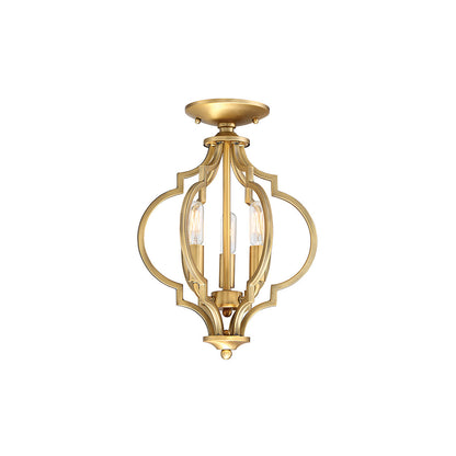 Meridian Lite Trends 3-Light Convertible Semi-Flush or Pendant in Natural Brass M60055NB