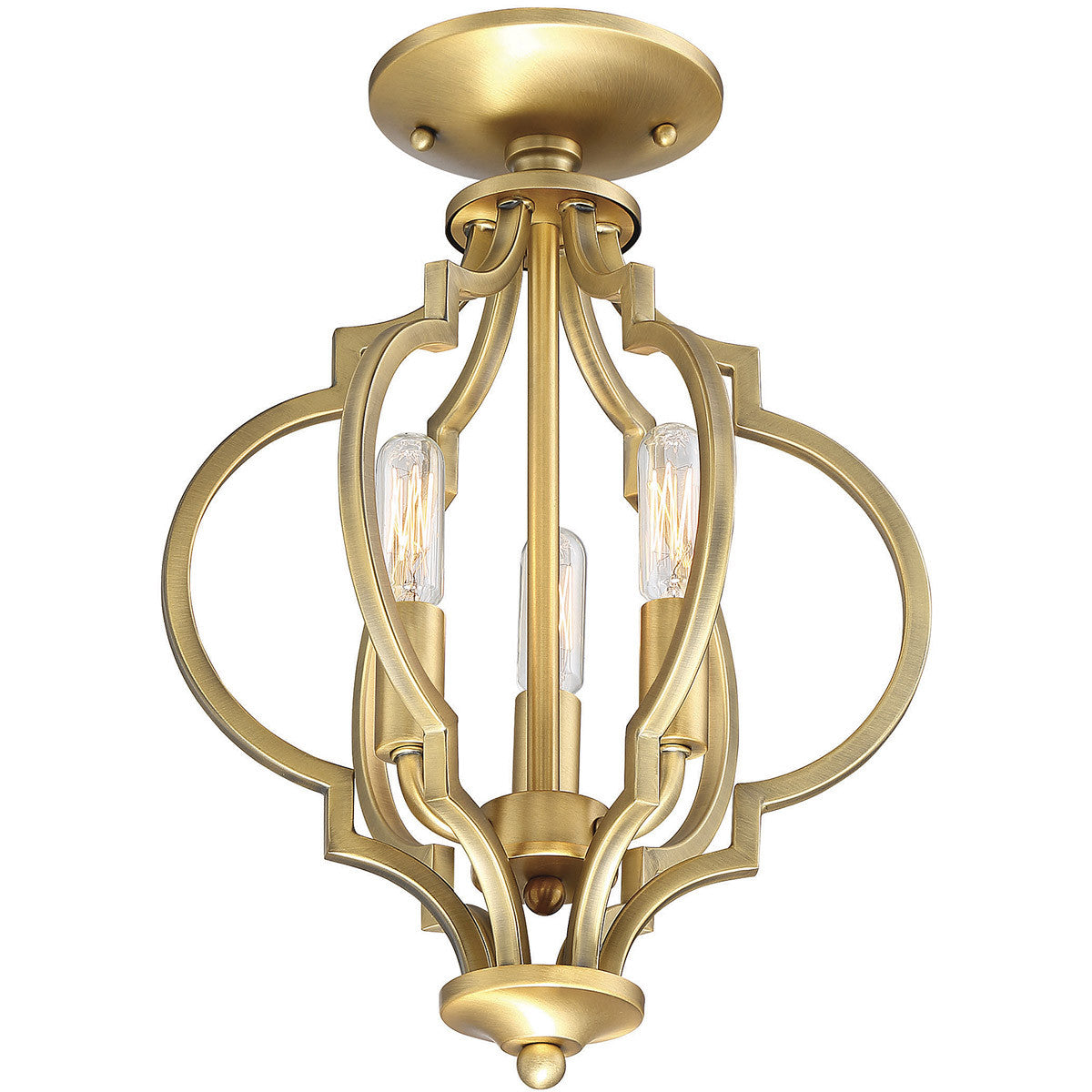 Meridian 3-Light Convertible Semi-Flush or Pendant in Natural Brass M60055NB