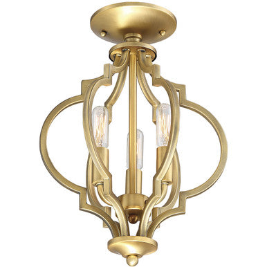 Meridian Lite Trends 3-Light Convertible Semi-Flush or Pendant in Natural Brass M60055NB