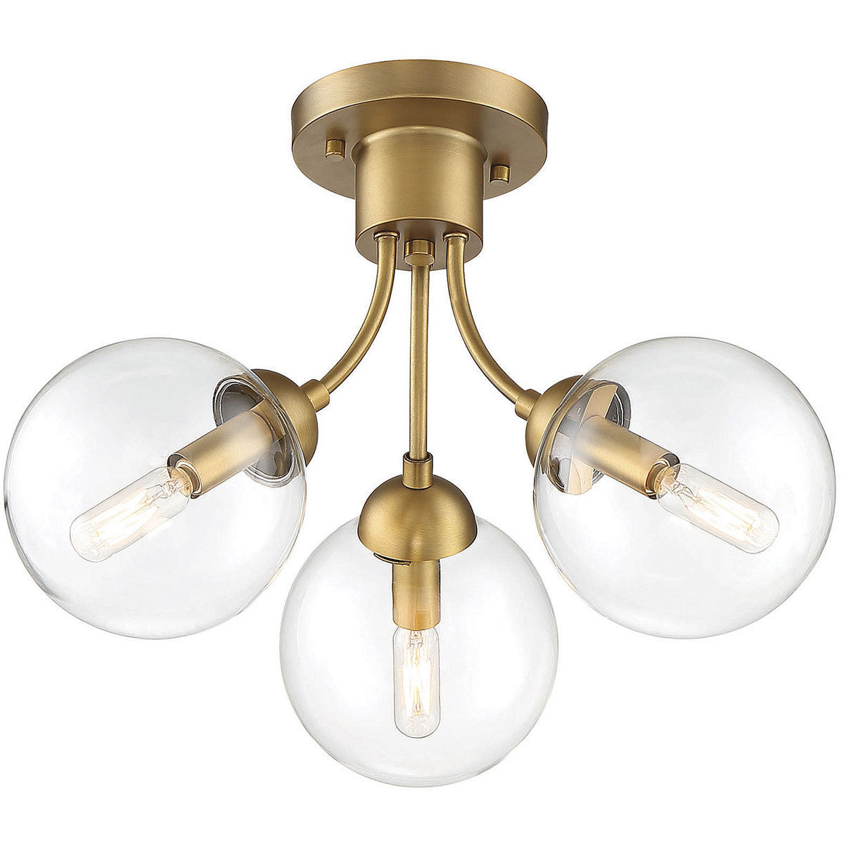 Meridian Lite Trends 3-Light Ceiling Light in Natural Brass M60060NB