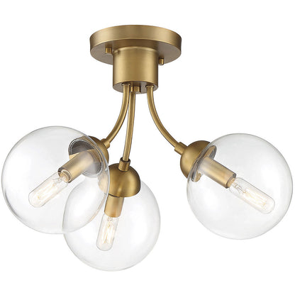 Meridian Lite Trends 3-Light Ceiling Light in Natural Brass M60060NB