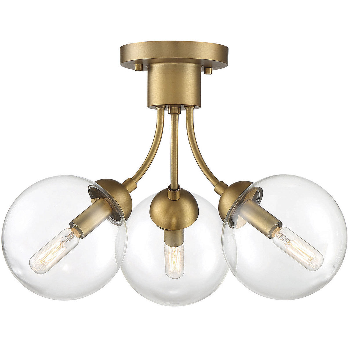 Meridian Lite Trends 3-Light Ceiling Light in Natural Brass M60060NB