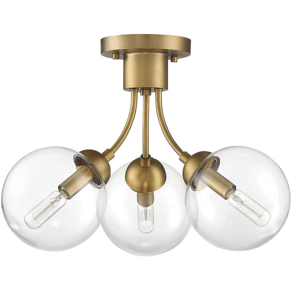 Meridian Lite Trends 3-Light Ceiling Light in Natural Brass M60060NB