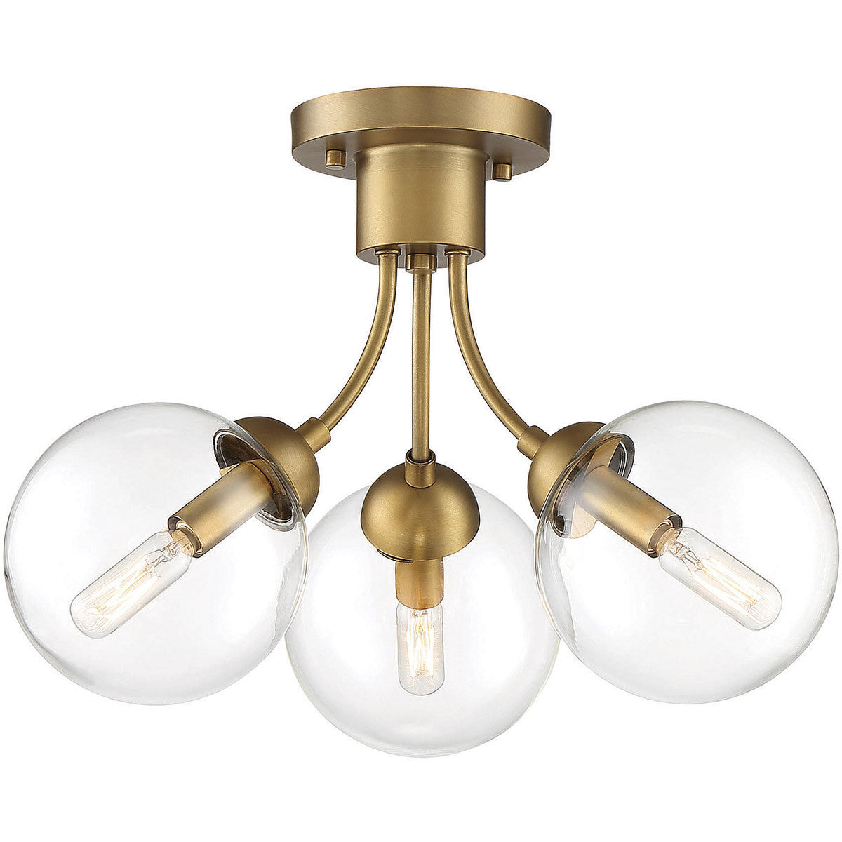 Meridian 3-Light Ceiling Light in Natural Brass M60060NB