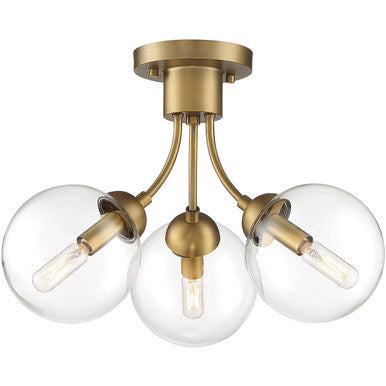 Meridian Lite Trends 3-Light Ceiling Light in Natural Brass M60060NB