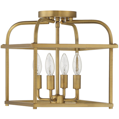 Meridian Lite Trends 4-Light Ceiling Light in Natural Brass M60061NB