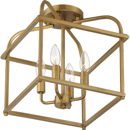 Meridian Lite Trends 4-Light Ceiling Light in Natural Brass M60061NB