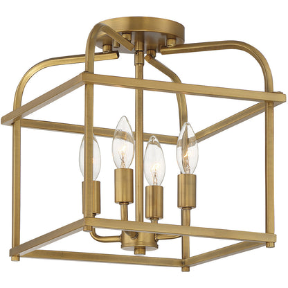 Meridian 4-Light Ceiling Light in Natural Brass M60061NB