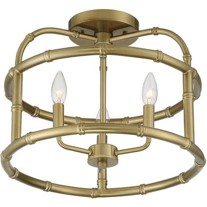 Meridian Lite Trends 3-Light Ceiling Light in Burnished Brass M60066BB