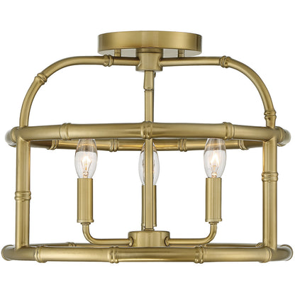 Meridian 3-Light Ceiling Light in Burnished Brass M60066BB