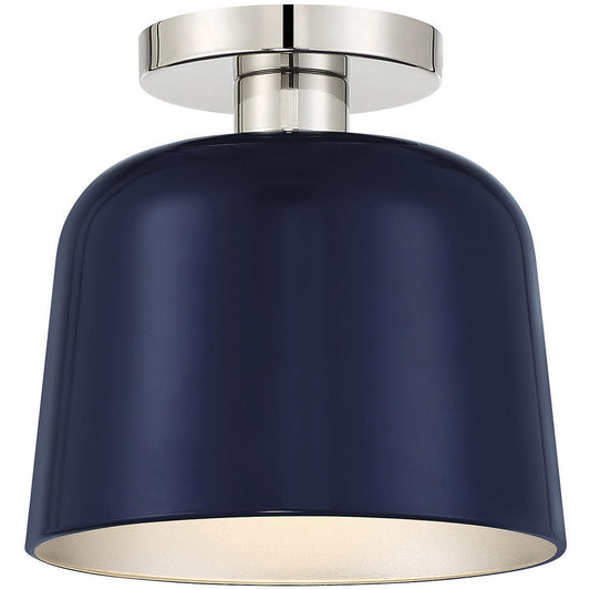 Meridian 1-Light Ceiling Light in Navy Blue with Polished Nickel M60067NBLPN