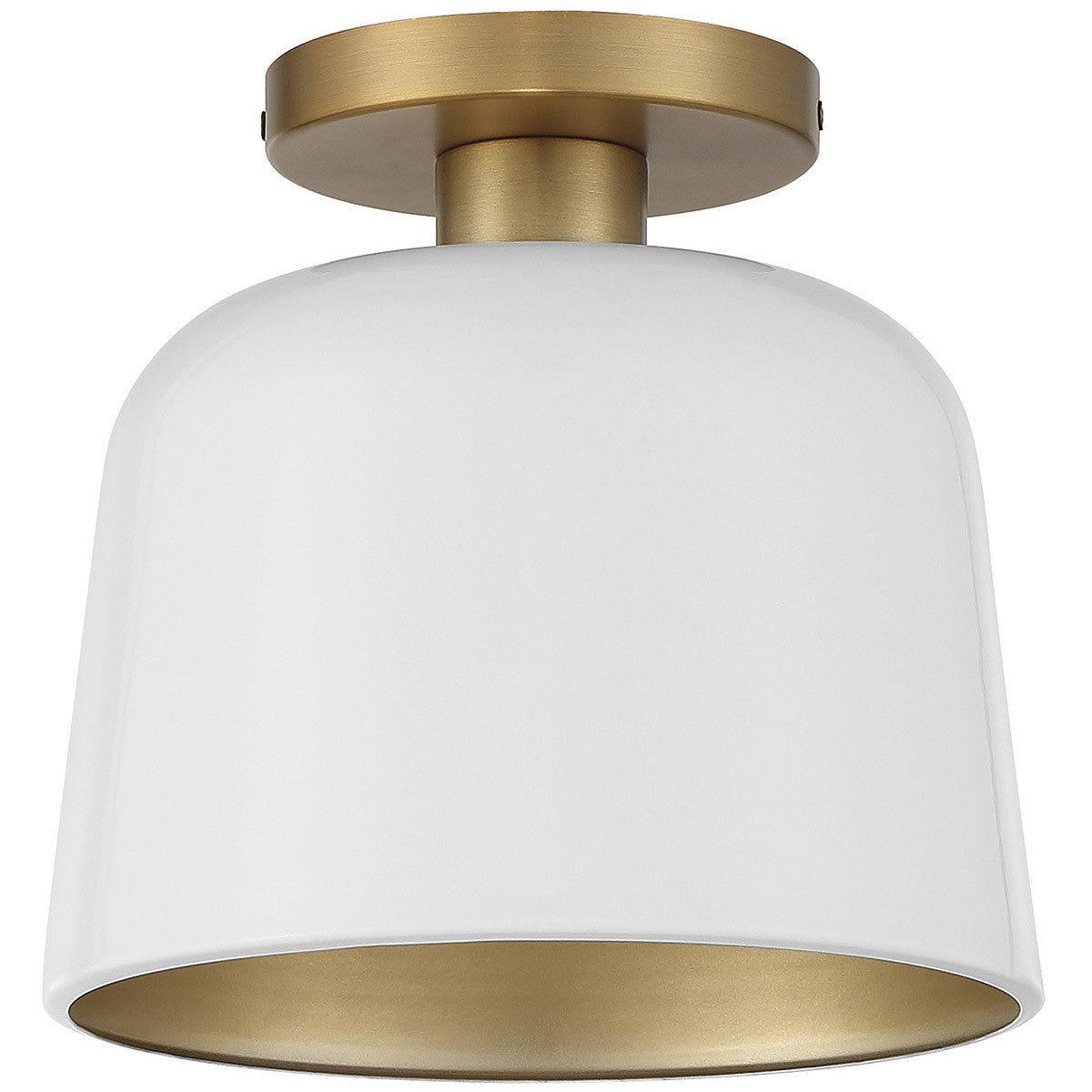 Meridian Lite Trends 1-Light Ceiling Light in White with Natural Brass M60067WHNB