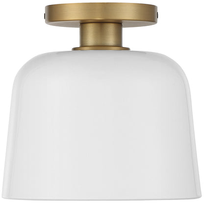 Meridian Lite Trends 1-Light Ceiling Light in White with Natural Brass M60067WHNB