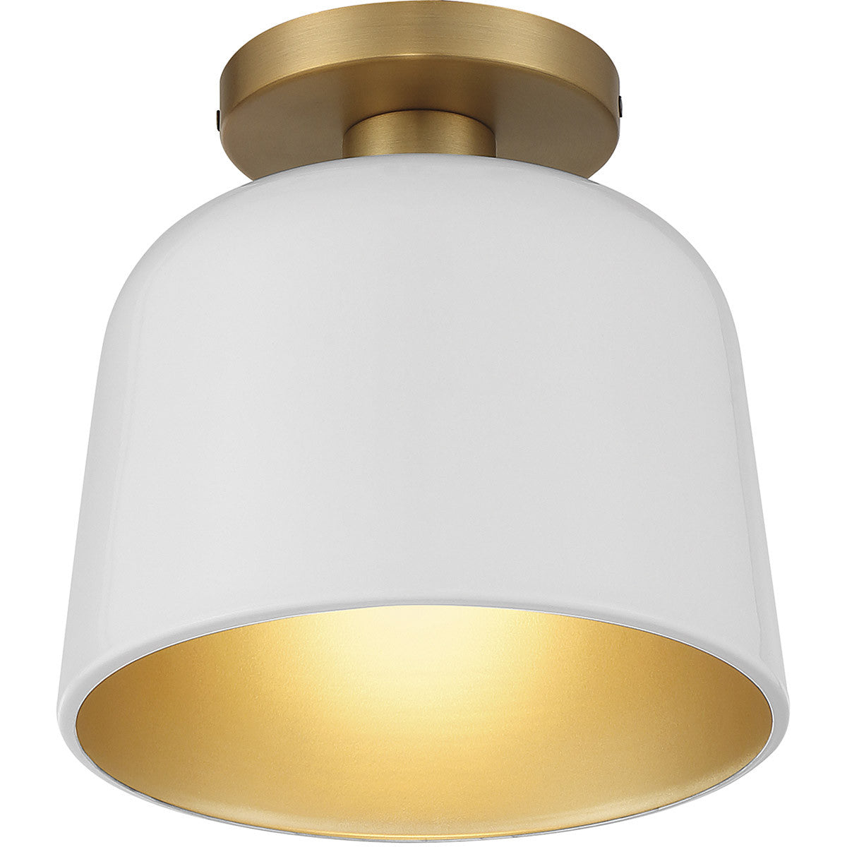 Meridian Lite Trends 1-Light Ceiling Light in White with Natural Brass M60067WHNB