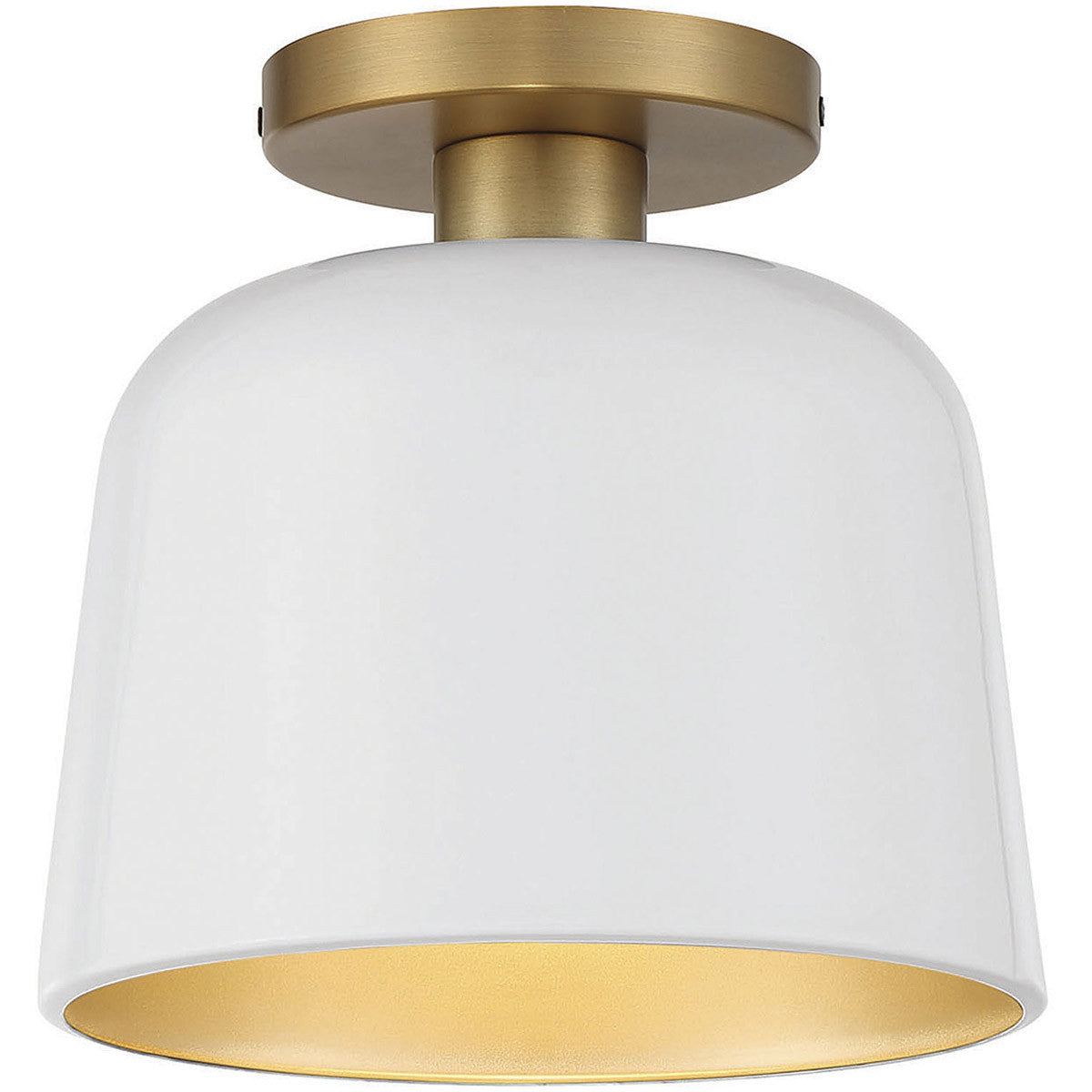 Meridian 1-Light Ceiling Light in White with Natural Brass M60067WHNB