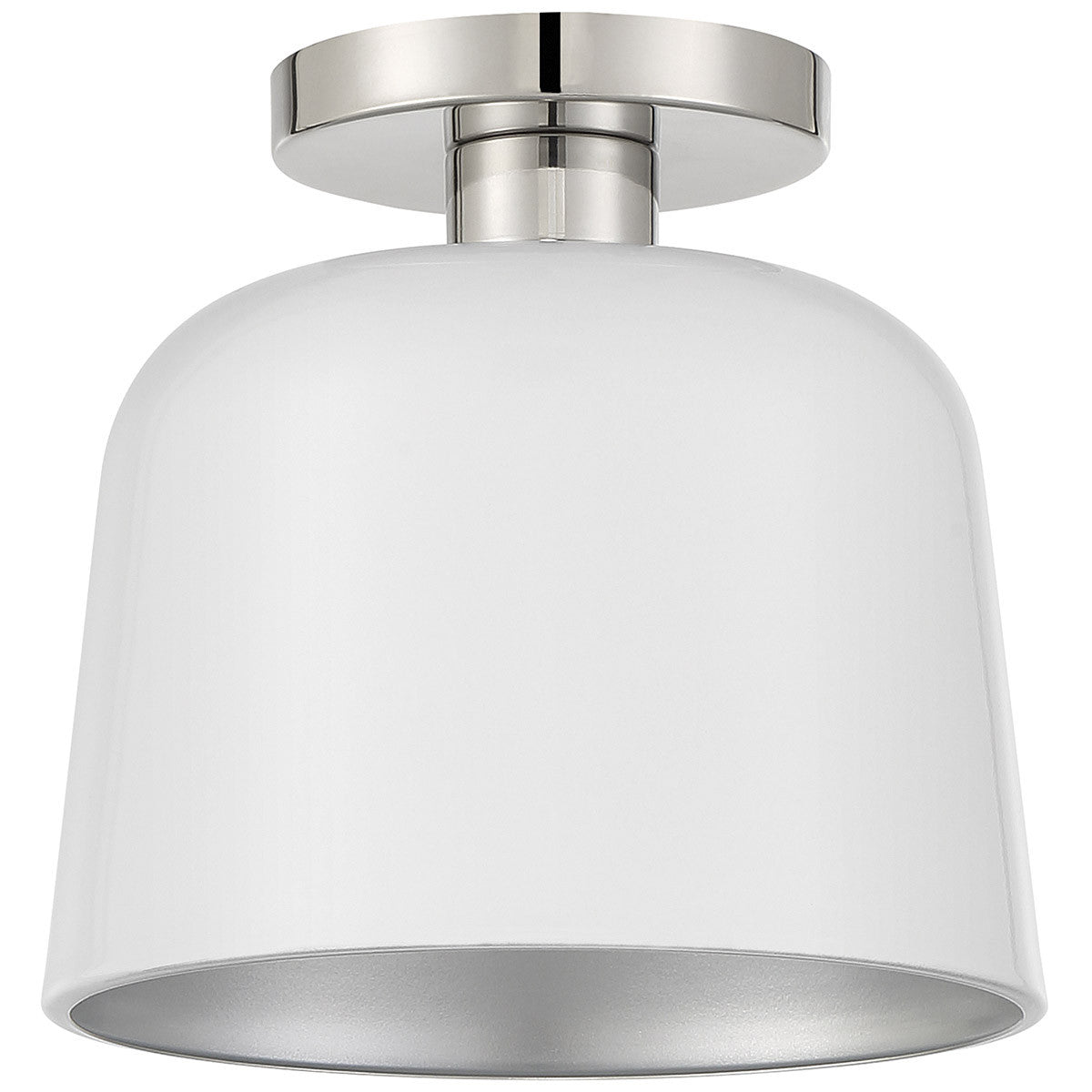 Meridian Lite Trends 1-Light Ceiling Light in White with Polished Nickel M60067WHPN