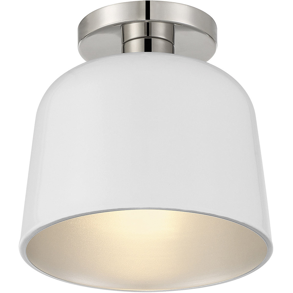 Meridian Lite Trends 1-Light Ceiling Light in White with Polished Nickel M60067WHPN