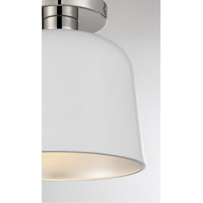 Meridian Lite Trends 1-Light Ceiling Light in White with Polished Nickel M60067WHPN