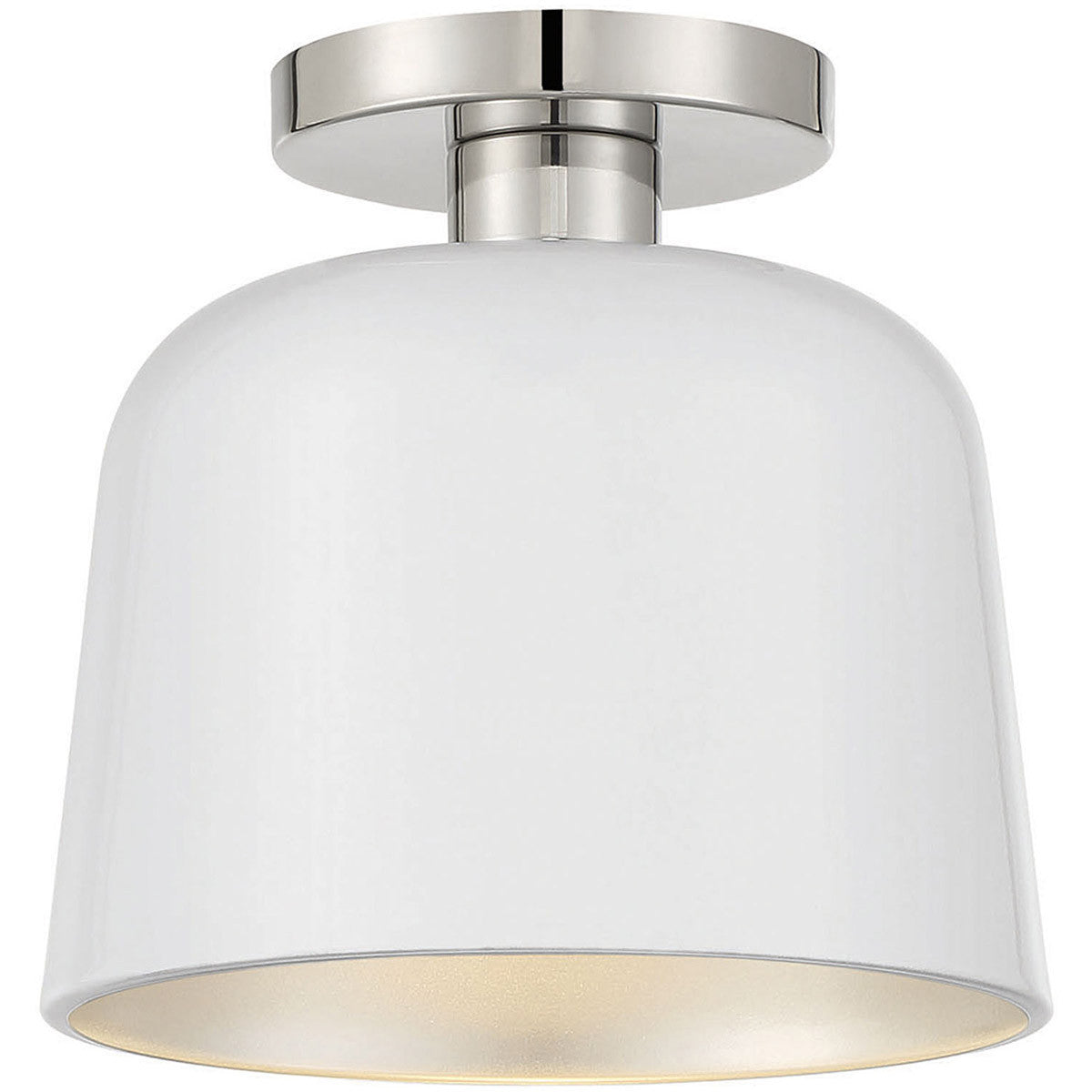 Meridian 1-Light Ceiling Light in White with Polished Nickel M60067WHPN