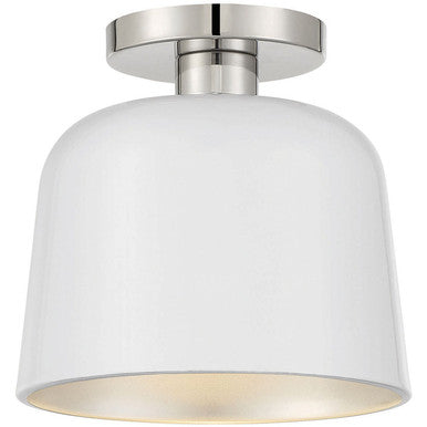 Meridian Lite Trends 1-Light Ceiling Light in White with Polished Nickel M60067WHPN