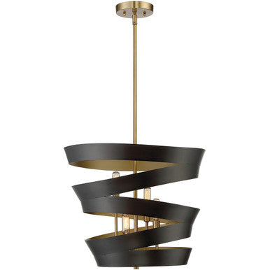 Meridian Lite Trends 4-Light Pendant in Matte Black with Gold M70009-46