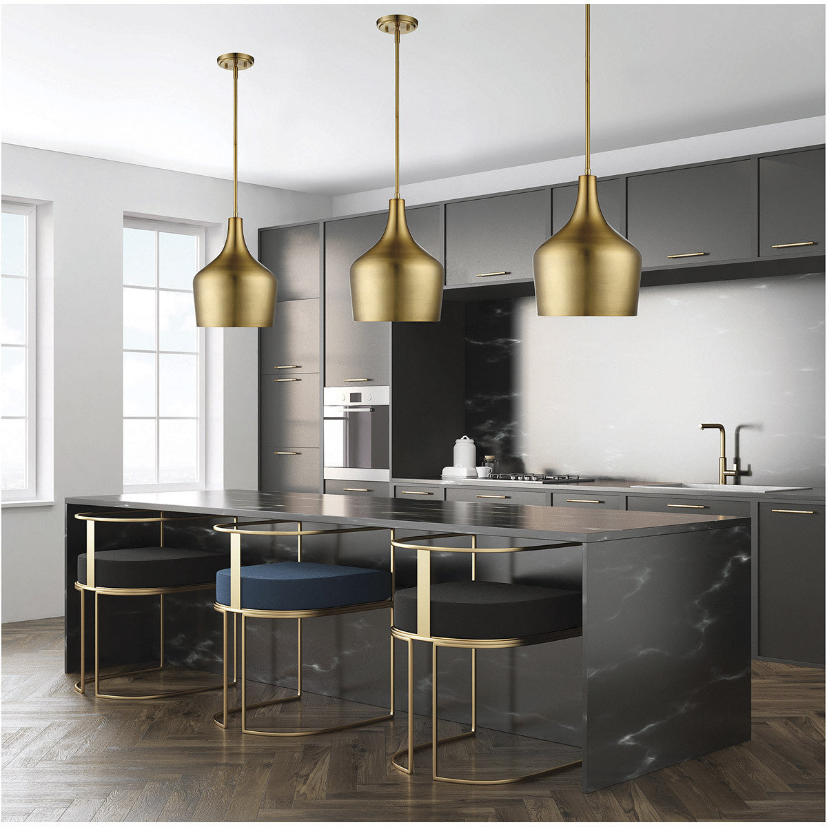 Meridian Lite Trends 1-Light Pendant in Natural Brass M70020NB