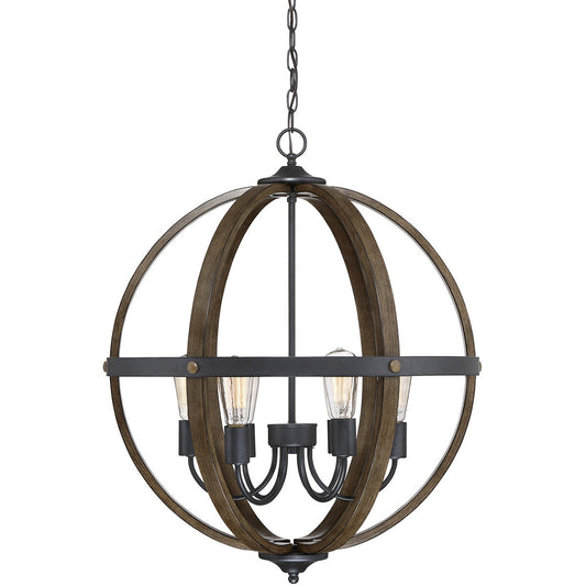 Meridian 6-Light Pendant in Wood with Black M70034WB