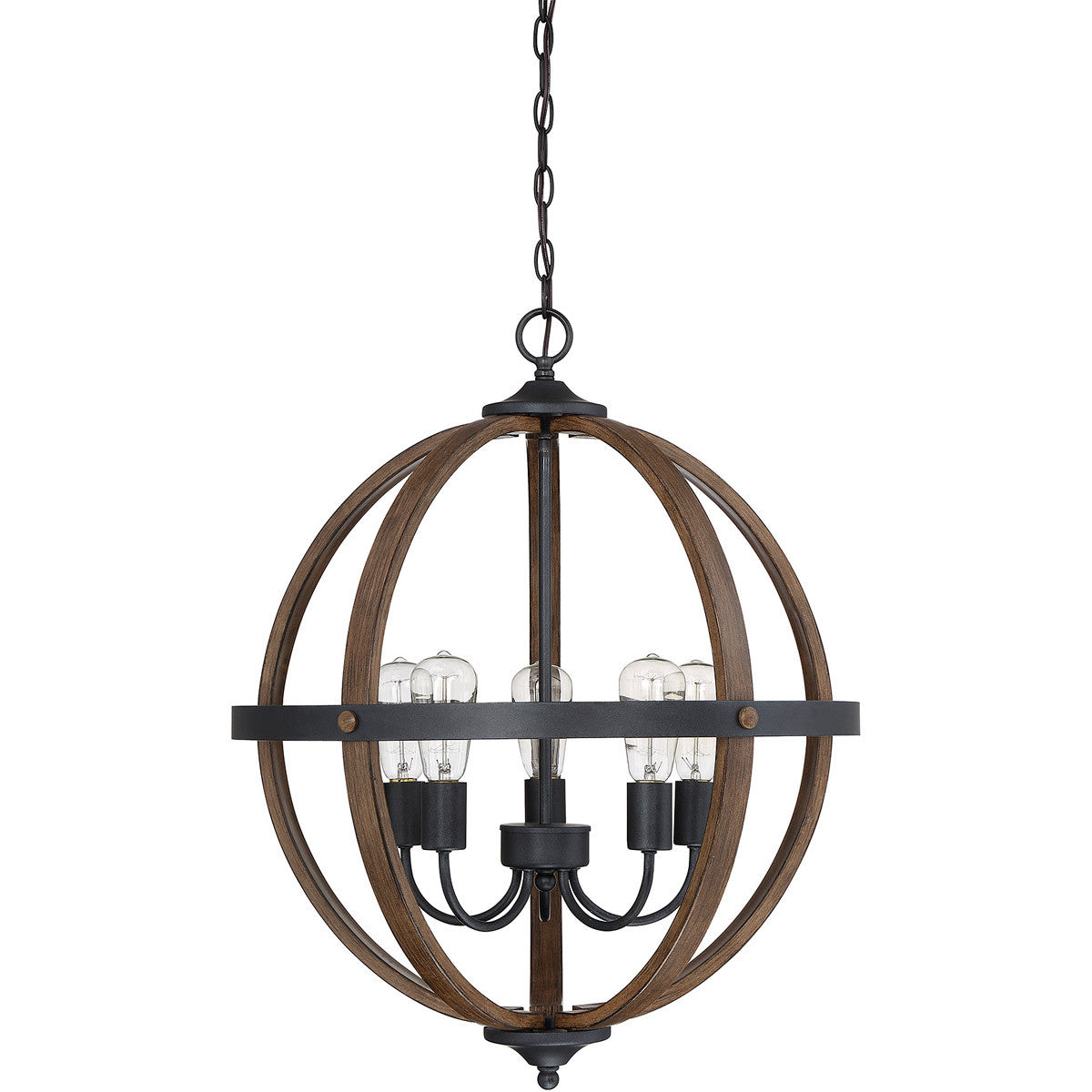 Meridian Lite Trends 5-Light Chandelier in Wood with Black M70041WB