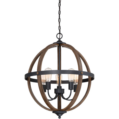 Meridian Lite Trends 5-Light Chandelier in Wood with Black M70041WB