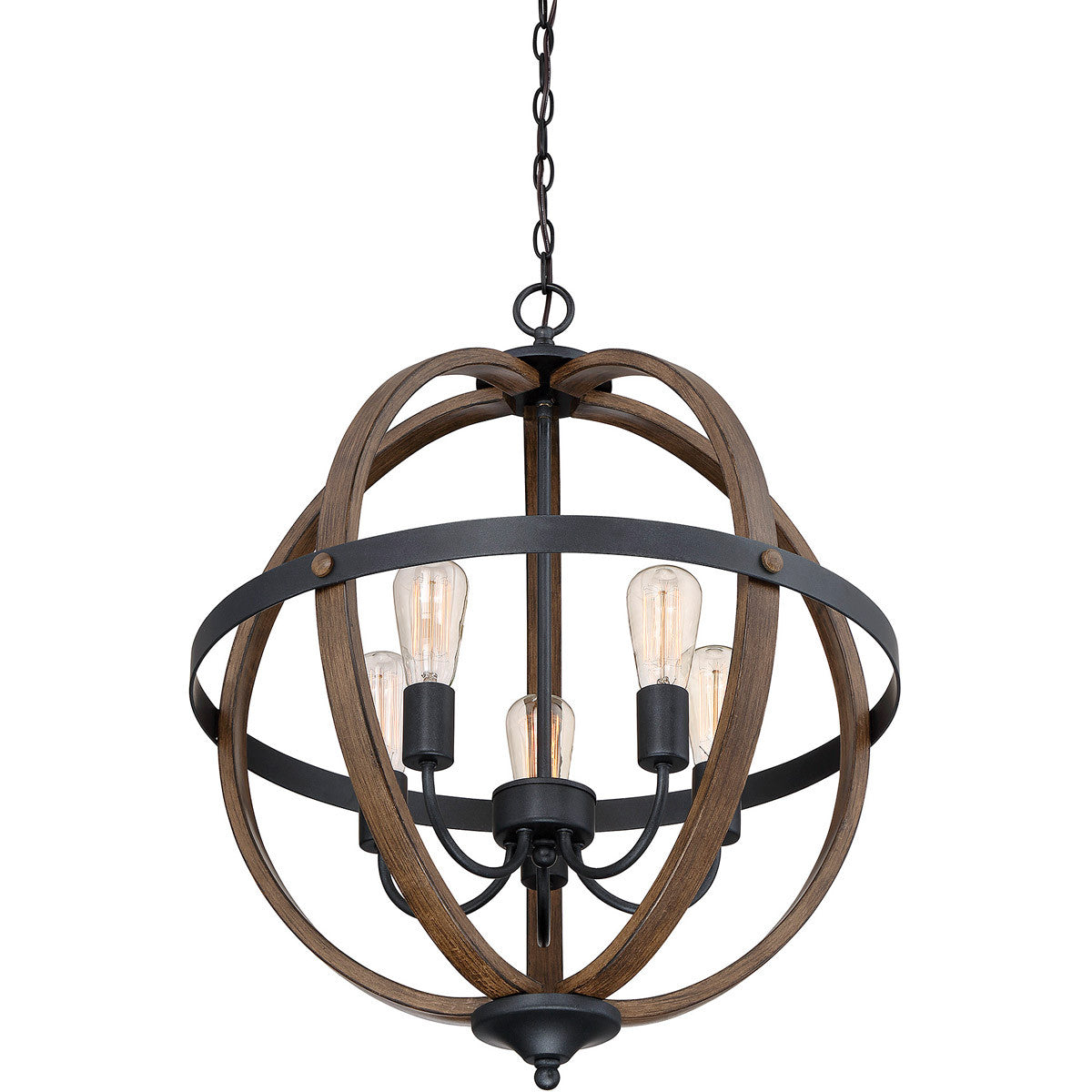 Meridian Lite Trends 5-Light Chandelier in Wood with Black M70041WB