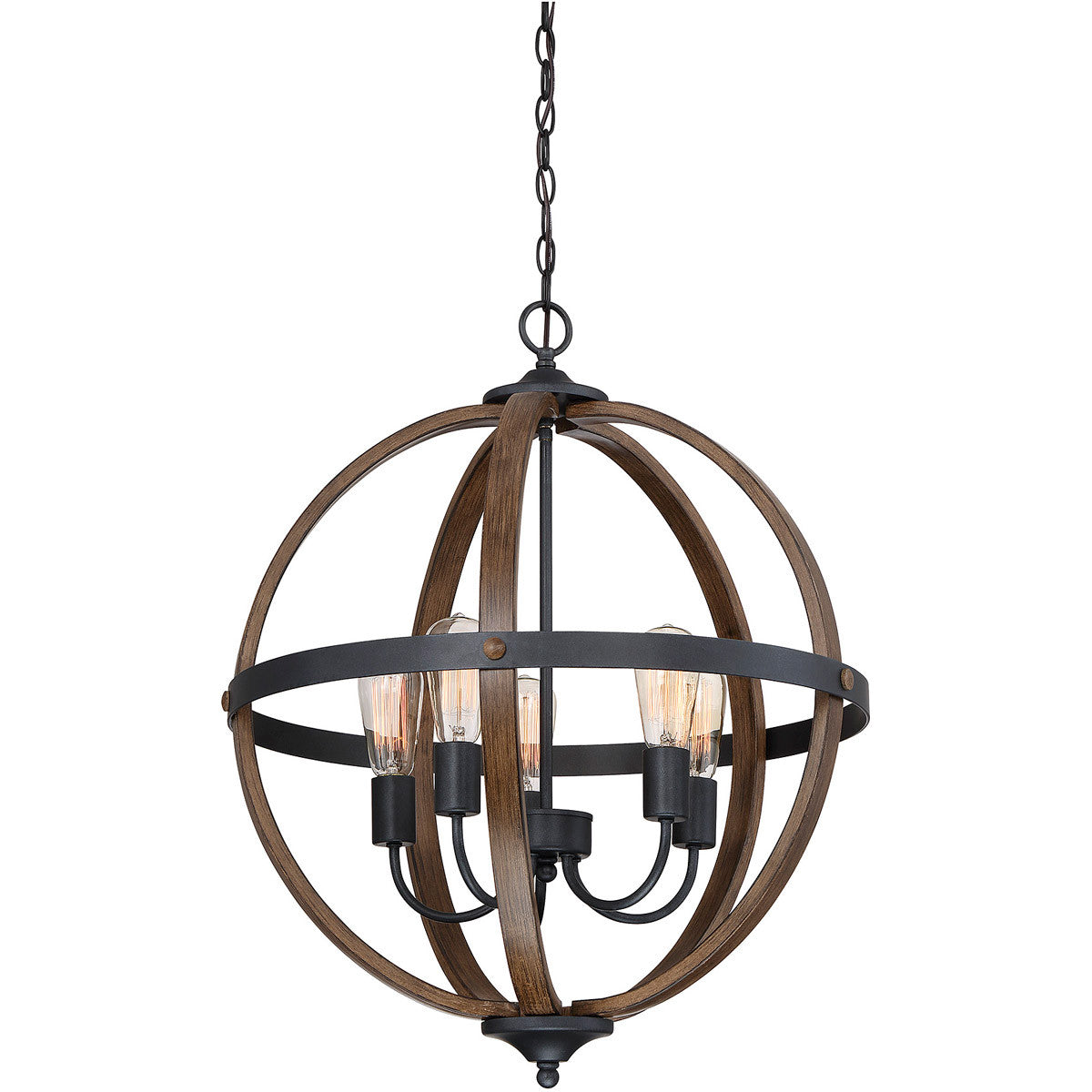 Meridian Lite Trends 5-Light Chandelier in Wood with Black M70041WB