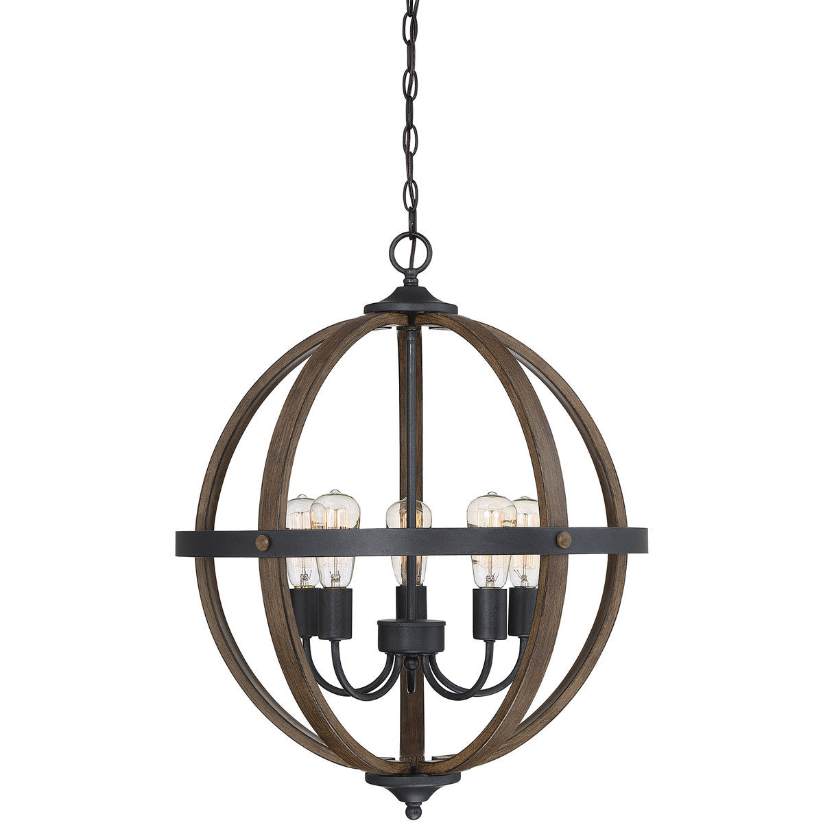 Meridian 5-Light Chandelier in Wood with Black M70041WB