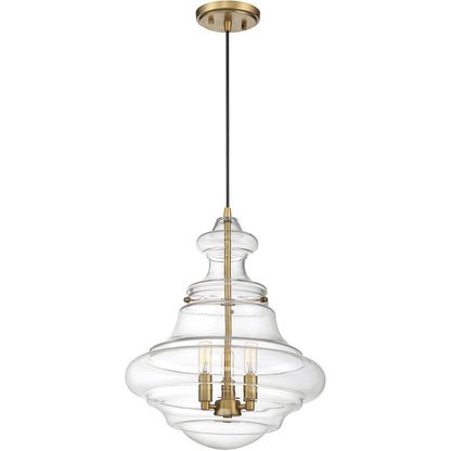 Meridian 3-Light Pendant in Natural Brass M70058NB