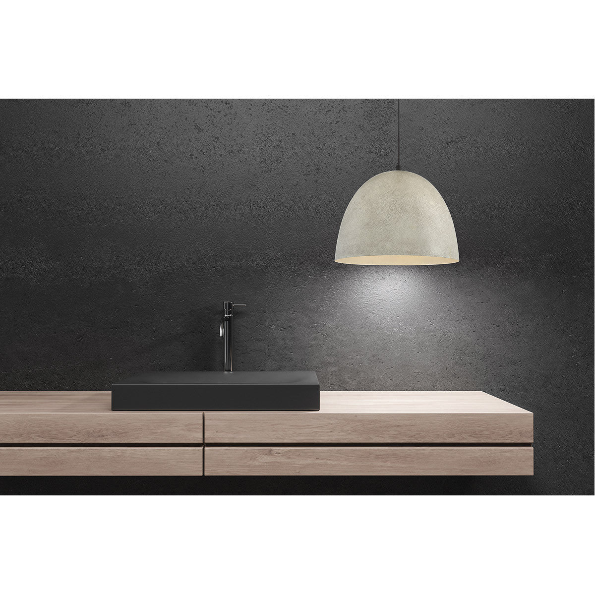 Meridian Lite Trends 1-Light Pendant in Concrete with Matte Black M70093CMBK