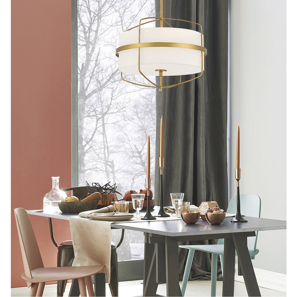 Meridian Lite Trends 3-Light Pendant in Natural Brass M70101NB