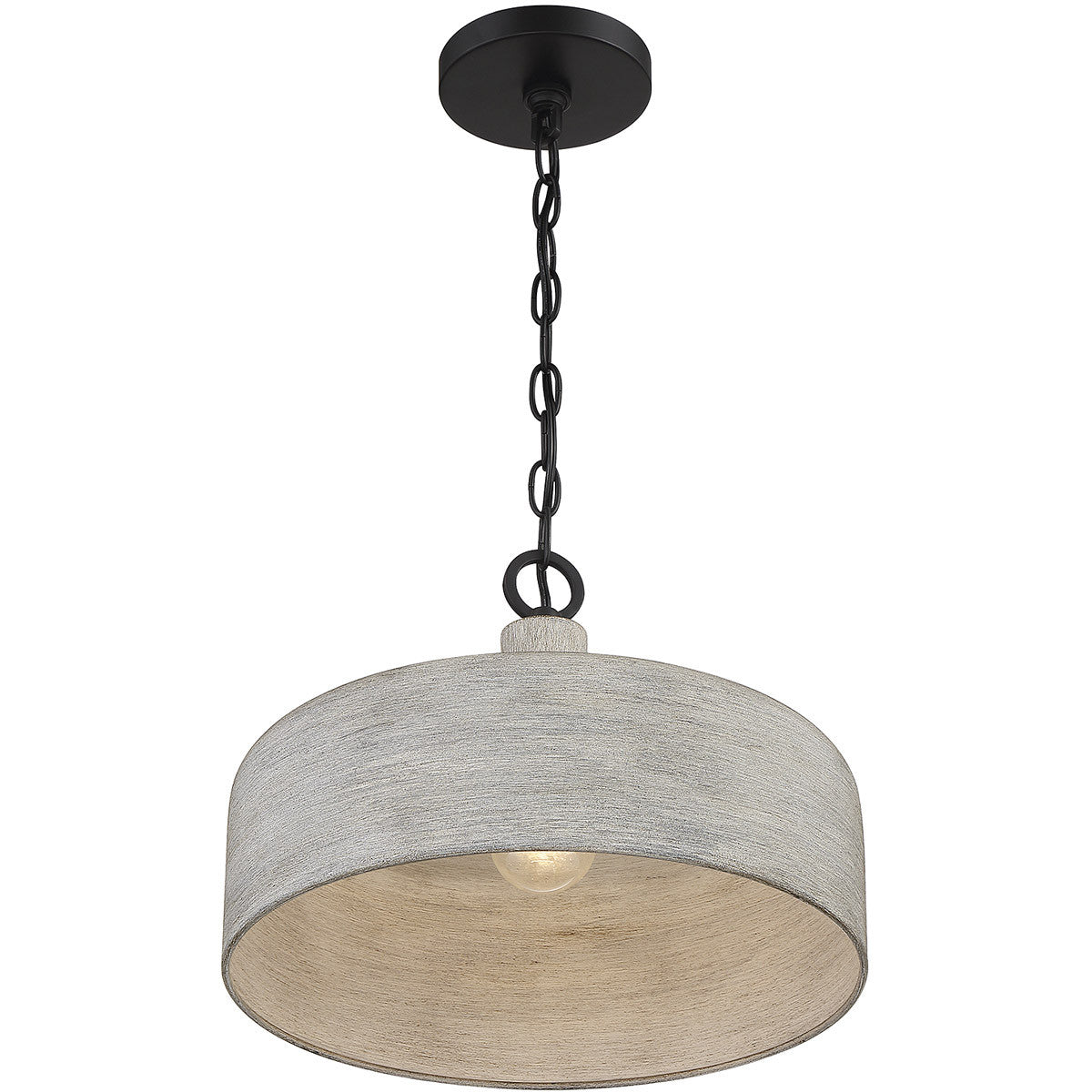 Meridian Lite Trends 1-Light Pendant in Weathered Gray with Black M70103WGBK