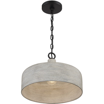 Meridian Lite Trends 1-Light Pendant in Weathered Gray with Black M70103WGBK