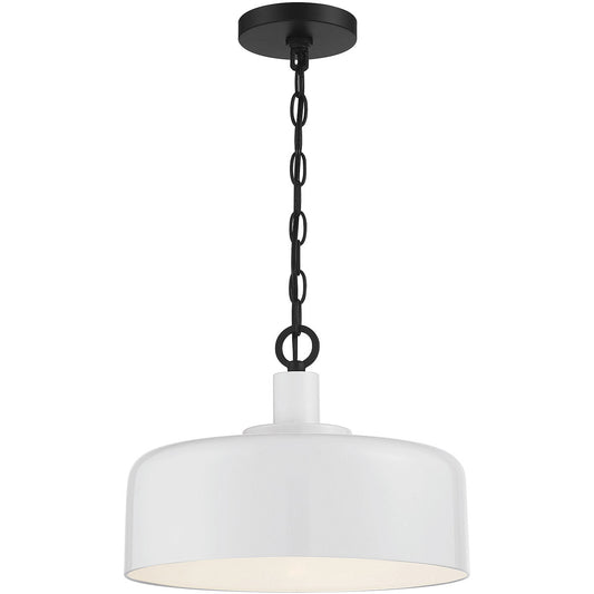 Meridian 1-Light Pendant in White with Black M70103WHBK