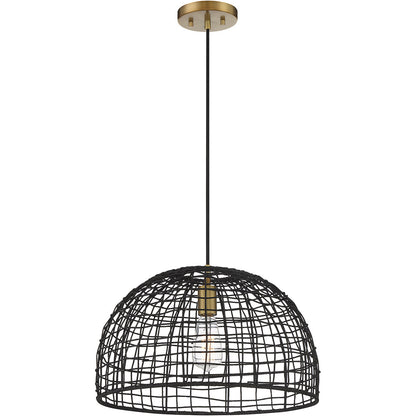 Meridian Lite Trends 1-Light Pendant in Black with Natural Brass Accents M70105BRNB